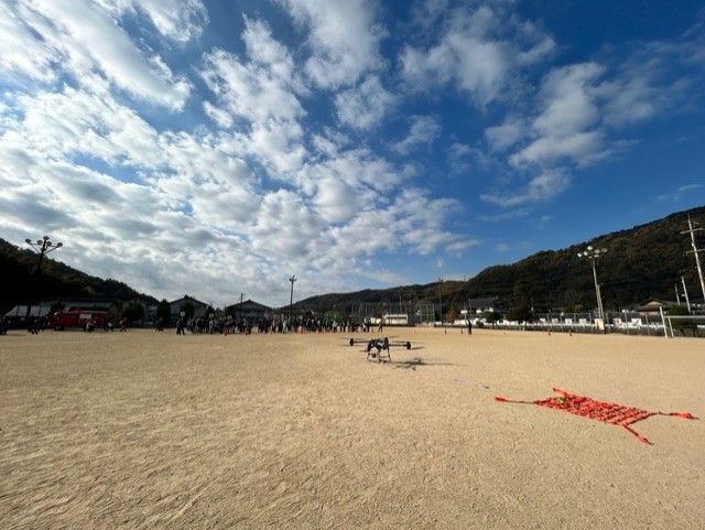 福山市総合防災訓練 FlyCart 30 飛行前待機の様子