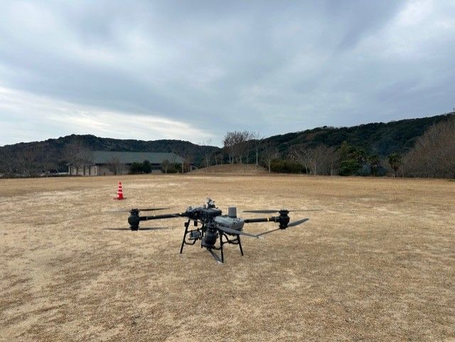 山間部建設現場でのドローン資材搬送 山口県実証事業