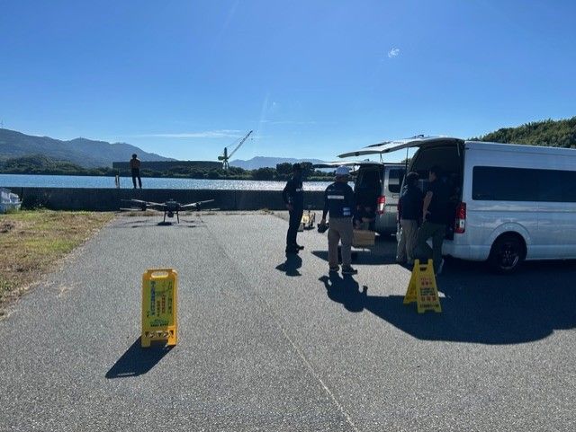 山口県 山陽小野田市 物資輸送実証事業 FlyCart 30 飛行準備