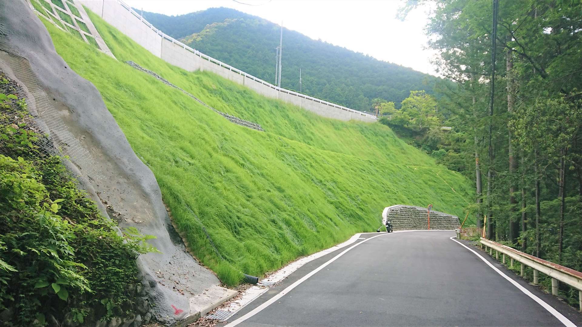 法面工事現場 のり面補強・急斜面施工の様子